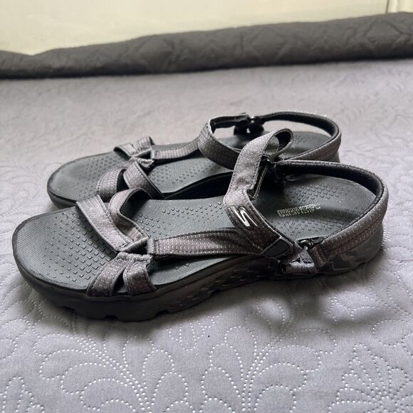 Skechers Sandals SZ 9 On The Go 600 Brilliancy Ankle Strap Black Grey Outdoor - Picture 4 of 10